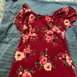 Extra large burgundy, flower dress, almost famous brand